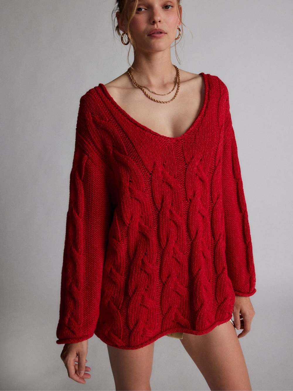 Urban Outfitters BDG Skylar Oversized Cable Knit Pullover Sweater